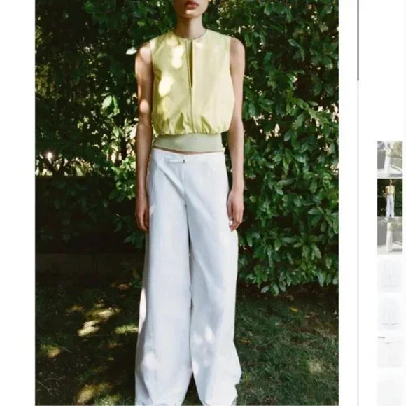 NWT ZARA WIDE LEG PANTS WHITE - Picture 3 of 6